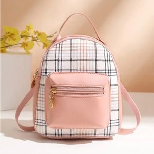 Mini plaid pocket front backpack